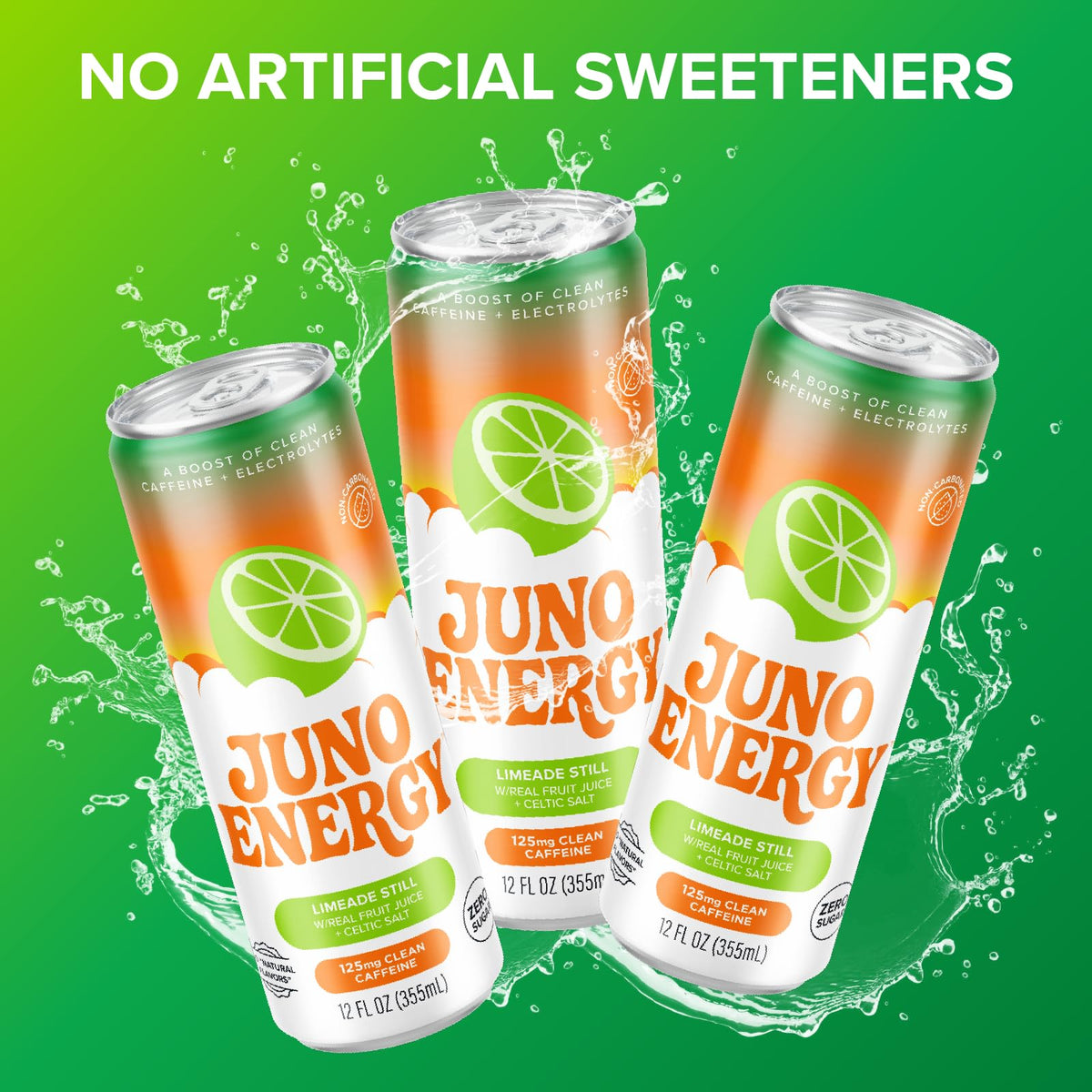 JUNO ENERGY Limeade Celtic Salt element emphasizes hydration support.