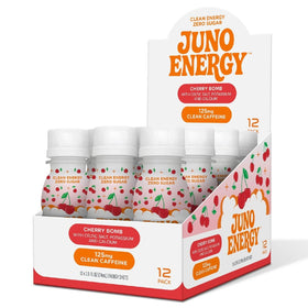JUNO Energy Shot Cherry Bomb pour captures instant refreshment during workouts.