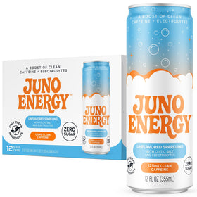 JUNO ENERGY unflavored sparkling energy drink can, 12-pack, for clean hydration and steady focus.