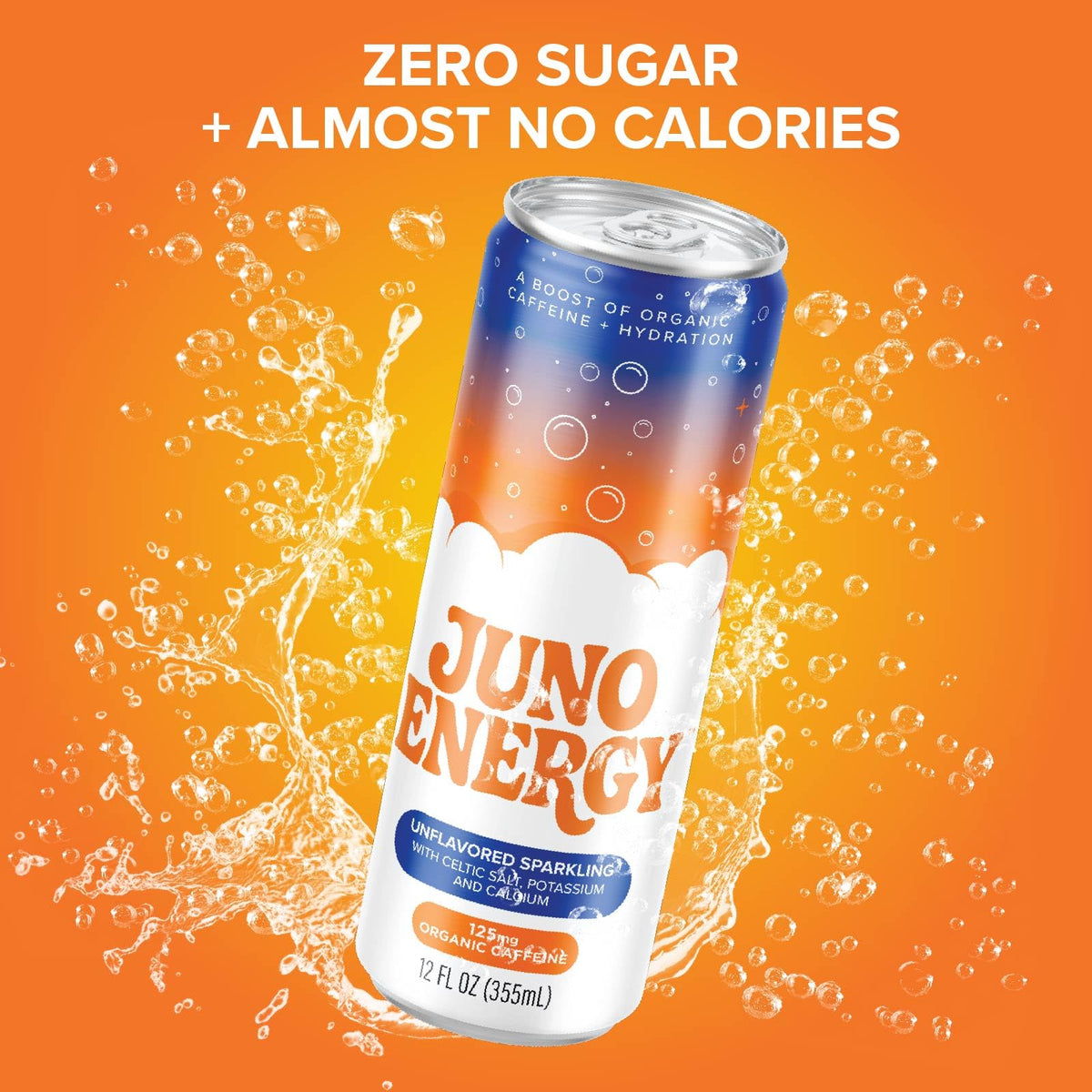 JUNO ENERGY vegan gluten-free label signals inclusive, plant-based hydration for diverse diets.