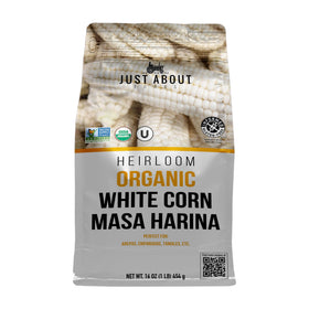 Just About Foods masa harina packaging for authentic gluten-free tortillas.