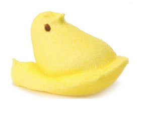Just Born Peeps Yellow Chicks decorate Easter baskets display.