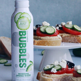 JUST Bubbles Cucumber eco-friendly bottle highlights sustainable packaging benefits.