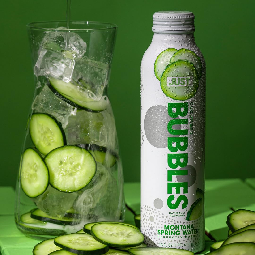 JUST Bubbles Cucumber pack of 12 offers convenient on-the-go refreshment.