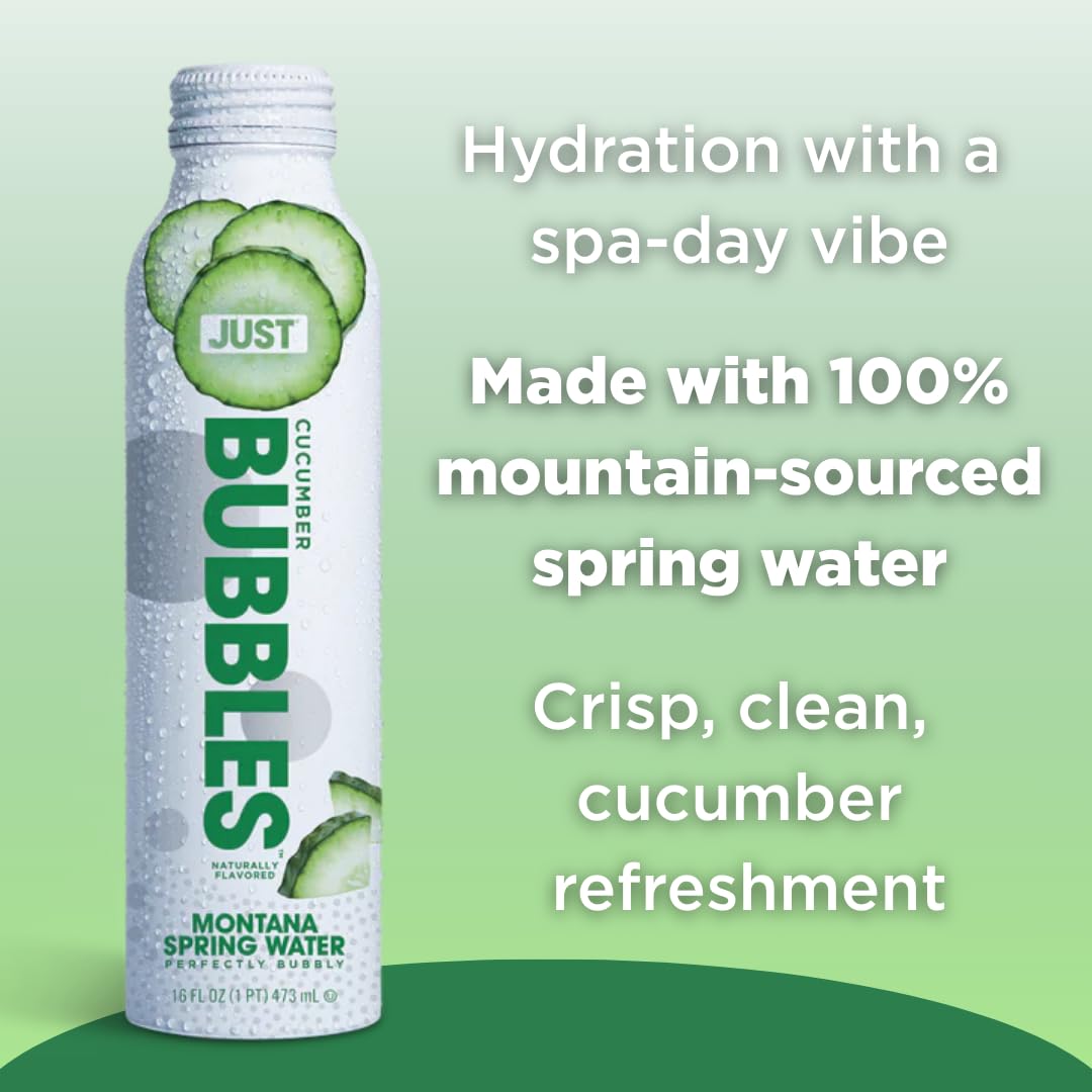 JUST Bubbles Cucumber recyclable symbol reinforces infinite recyclability.