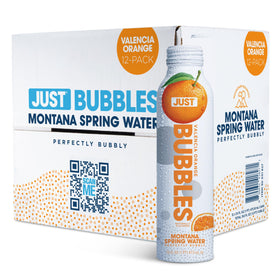 JUST Bubbles Valencia Orange bottle full reveals bright citrus sparkle and premium feel