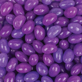 Just Candy 810 ct grape jelly beans on display, ideal for party buffets.