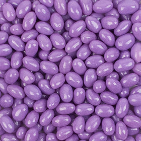 Just Candy grape-flavored chewy jelly beans in a jar on a table