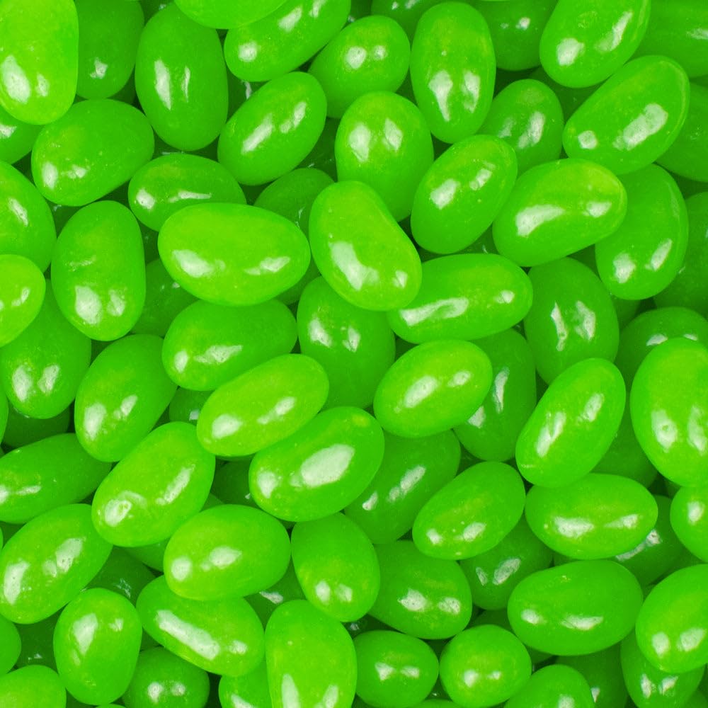 Just Candy green apple jelly beans in a 12oz bag for bulk party treats.