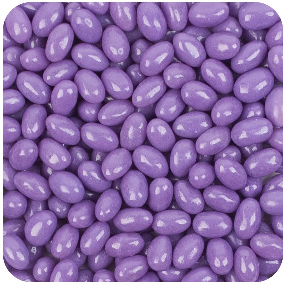 Just Candy purple jelly beans bulk on party-table display for guests