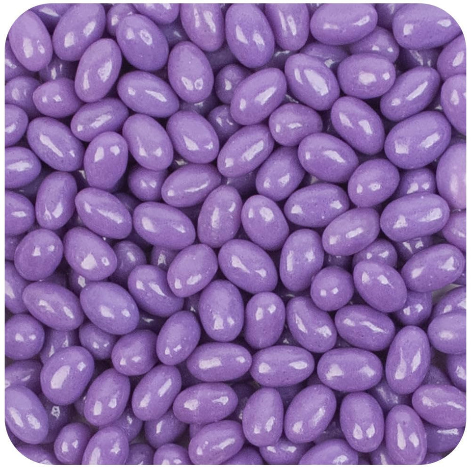 Just Candy purple jelly beans bulk on party-table display for guests