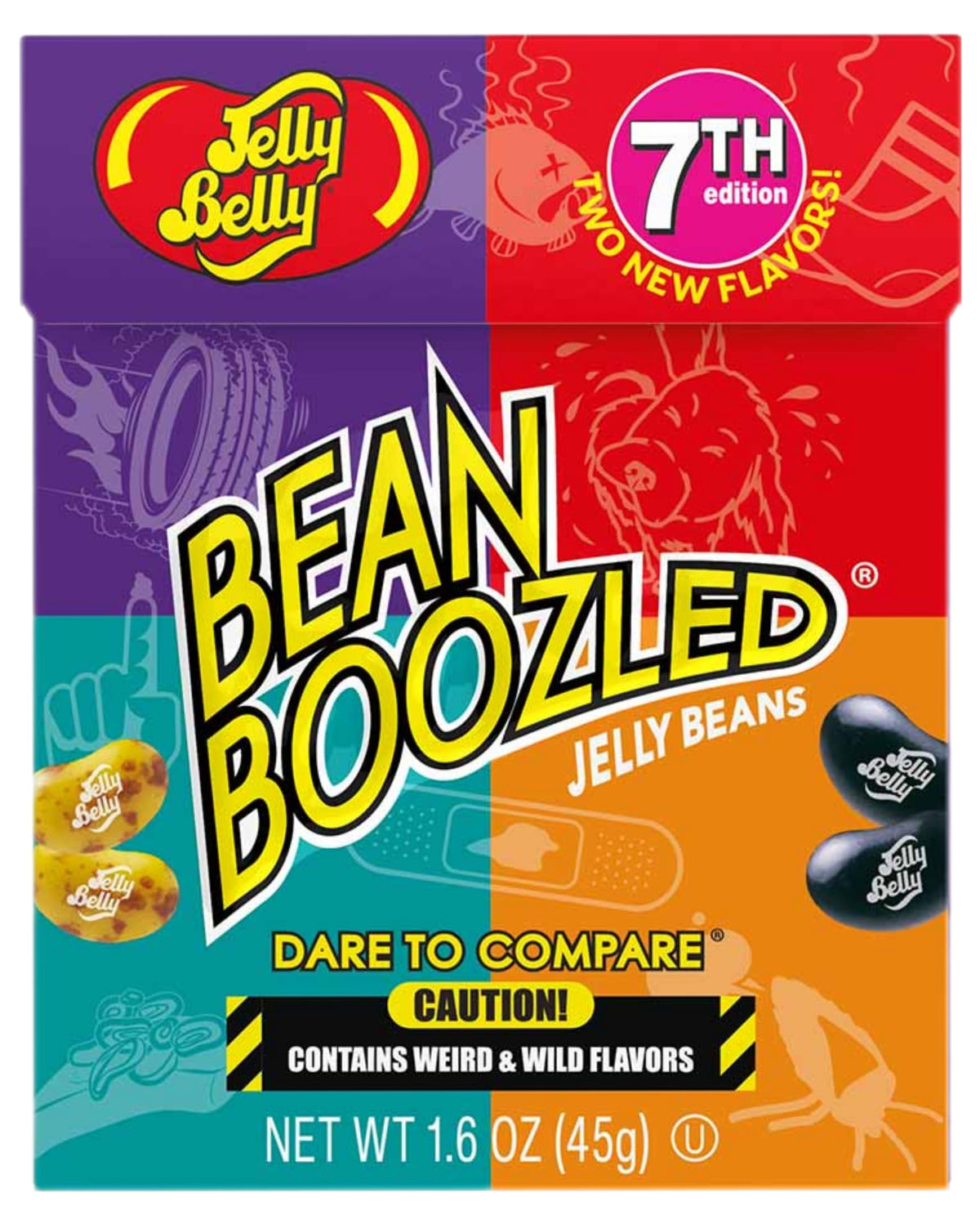 Just Grown BeanBoozled 7th Edition box with 20 flavors illustrated for daring tastings.