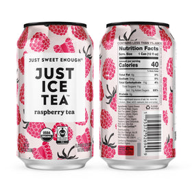 Close-up of black tea infusion in Just Ice Tea can.
