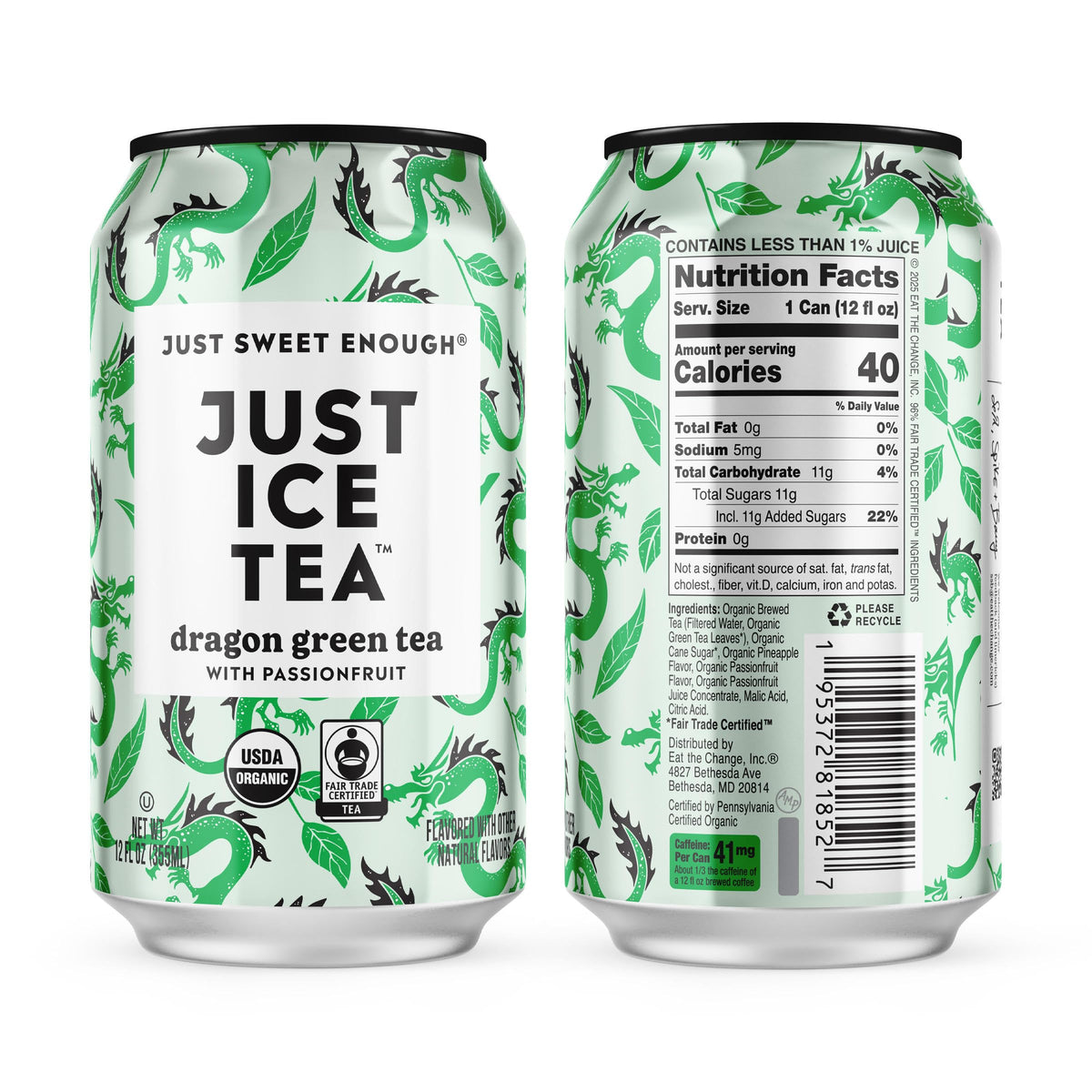 Just Ice Tea Dragon Green organic farm sourcing visual clean ingredients.