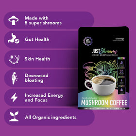 Just Move Mushroom Coffee Lions Mane detail, bright aroma promoting clarity and alertness