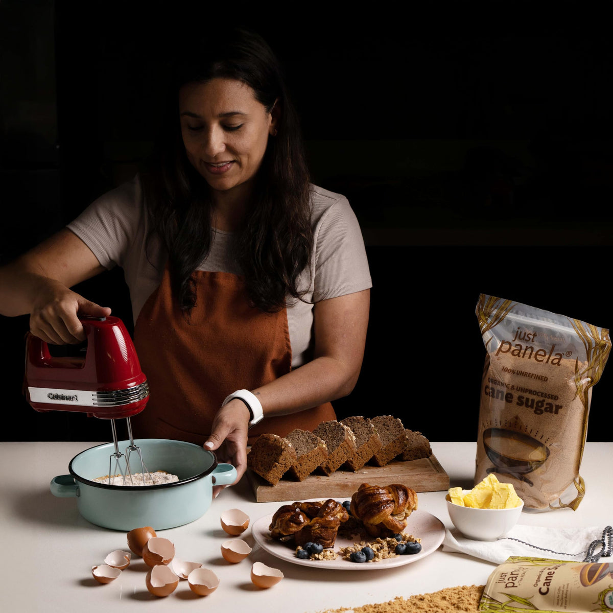 Just Panela two-pack sugar on a modern kitchen counter.
