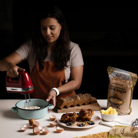 Just Panela two-pack sugar on a modern kitchen counter.