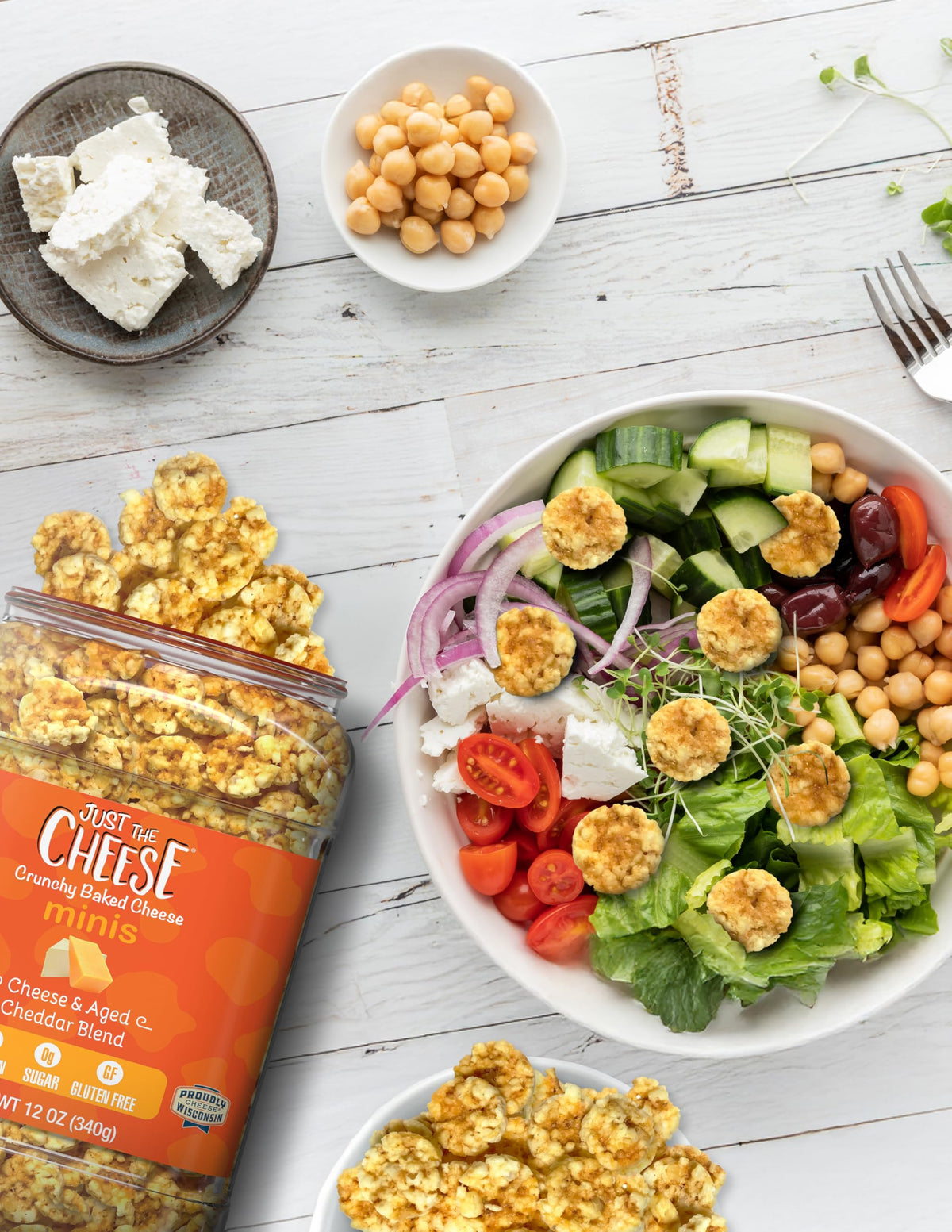 Keto-friendly crunch from Just the Cheese Minis with 3g net carbs per serving.