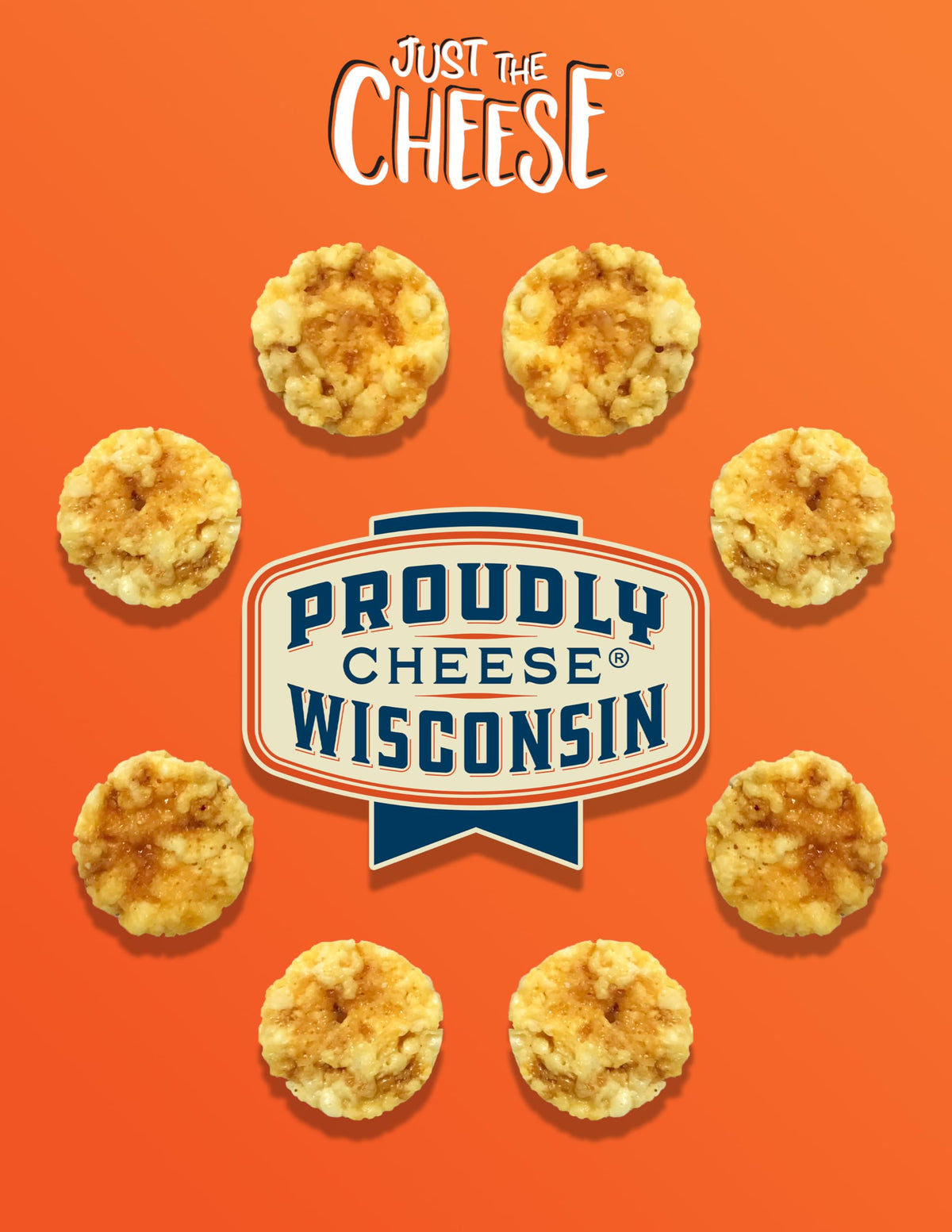 Nutrition label closeup on Just the Cheese Minis crisps highlighting 11g protein per serving.