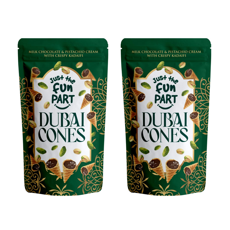 Just The Fun Part Dubai cones with chocolate-pistachio filling, perfect for sharing.