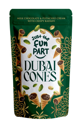 Just The Fun Part Dubai cones with pistachio cream, a premium bite for celebrations.