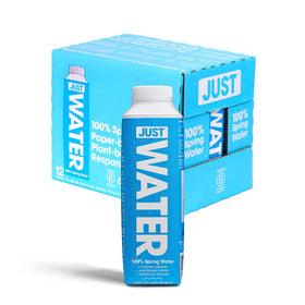 JUST Water bottle front view, ideal for daily hydration on the go.