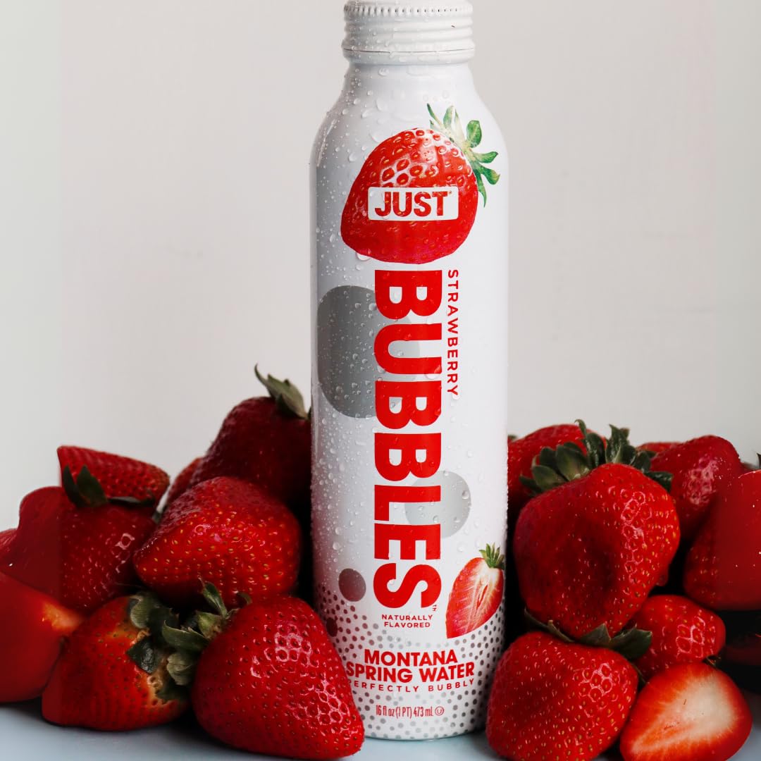 JUST Water Bubbles 16oz bottle for daily refreshment.