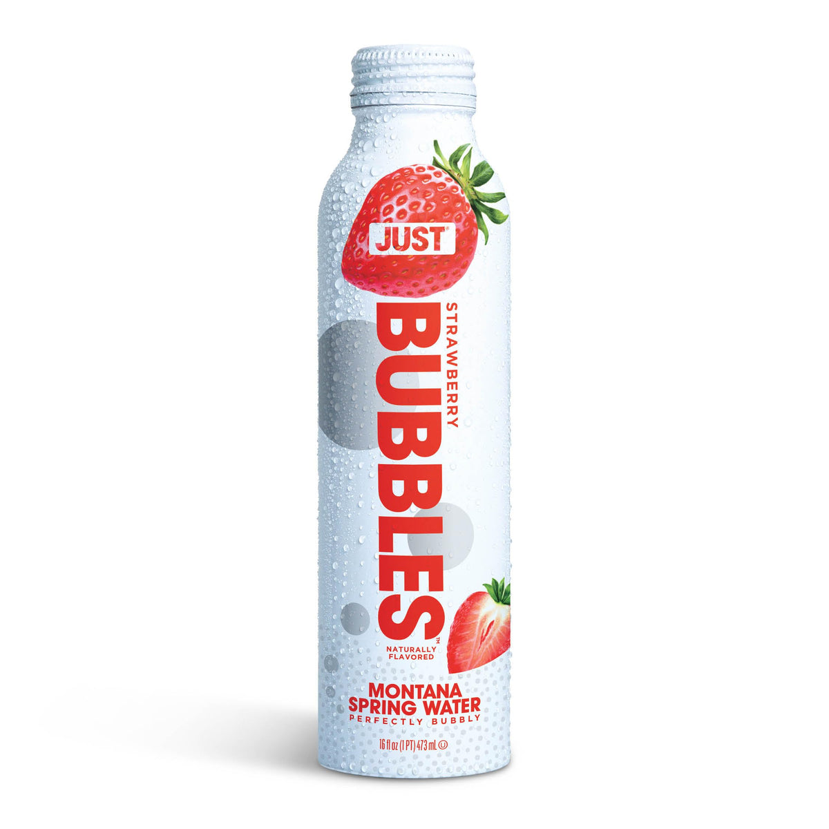 JUST Water Bubbles Strawberry pour into glass, revealing crisp berry notes.