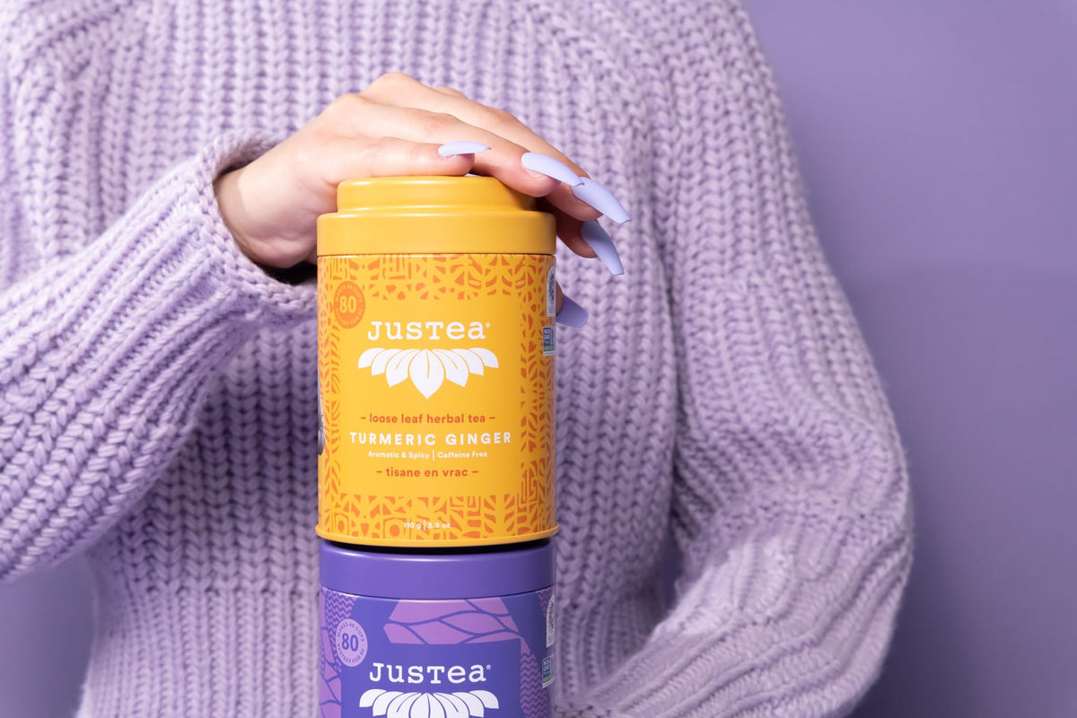 JusTea brewed cup reveals warm amber color and citrus aroma
