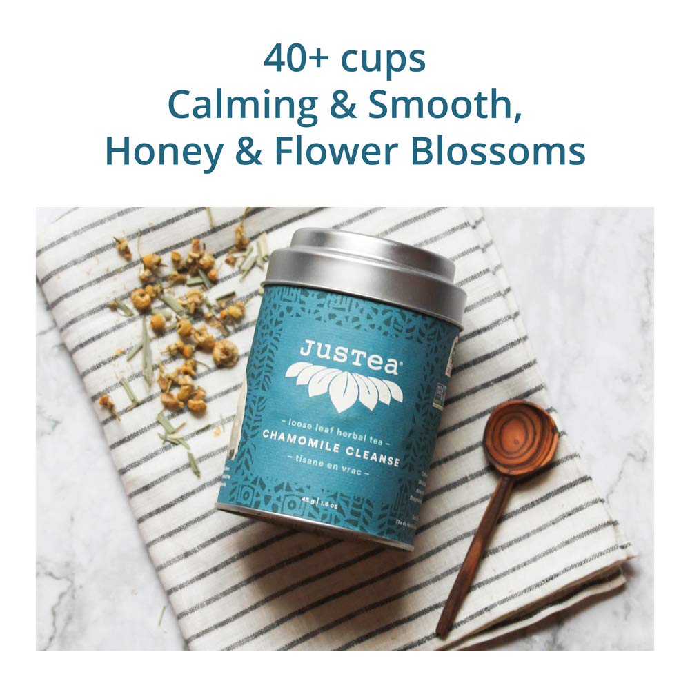 Cup of JusTea Chamomile Dream showing honeyed floral aroma