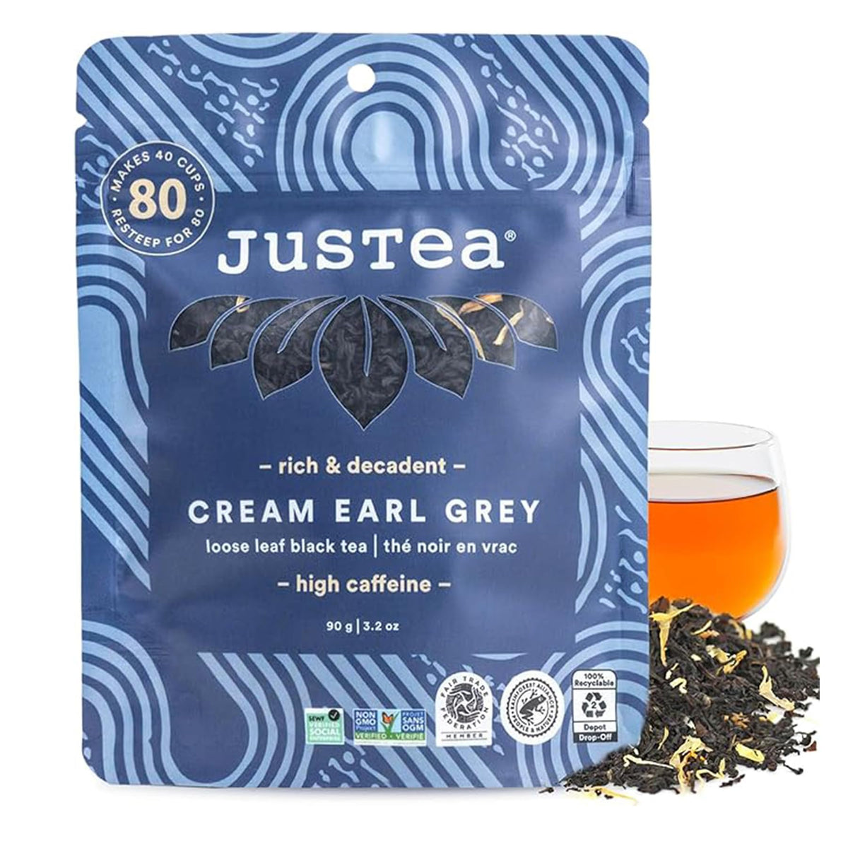 JusTea Cream Earl Grey loose leaf for a bold morning brew