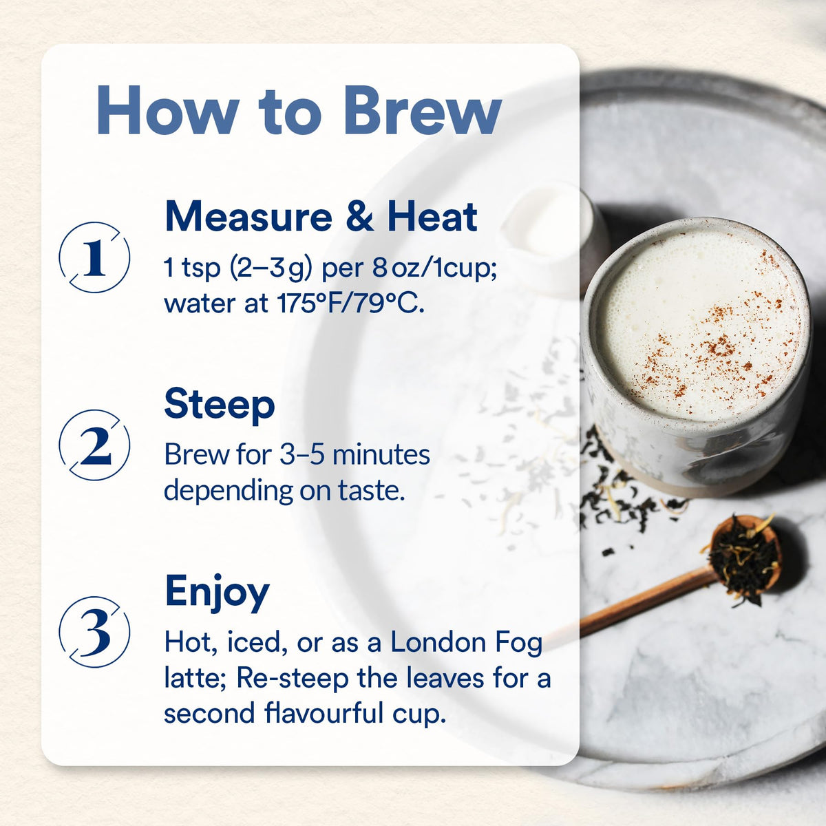 Vanilla bergamot notes in JusTea Cream Earl Grey aroma