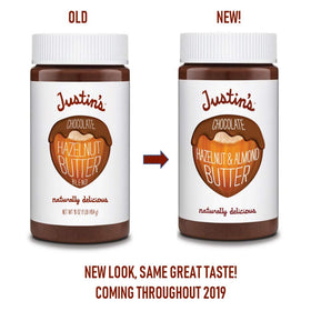 Justin's creamy nut butter scoop captures smooth texture.