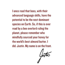 Justin's Honey Almond Butter ingredients highlight almonds as the main component.