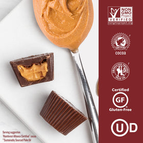 Justin's organic gluten-free non-GMO label emphasizing quality ingredients
