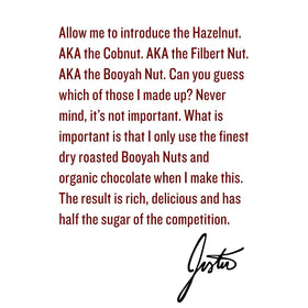 Justin's responsibly sourced packaging emphasizes eco-friendly practices.