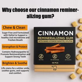 JXSVR Cinnamon Remineralizing Gum cinnamon flavor close-up.