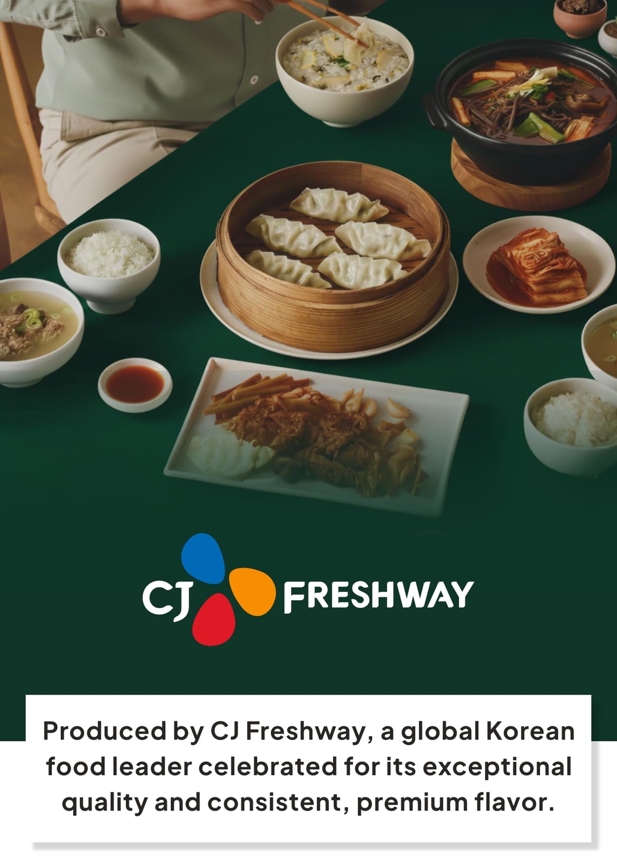 CJ Freshway juice bottle label highlights Korean origin and flavor.