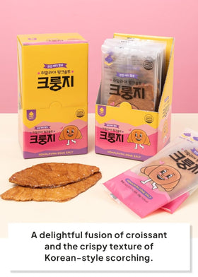 K FOOD KOREAN FOOD crispy buttery bites closeup with salt sparkles and flaky layers