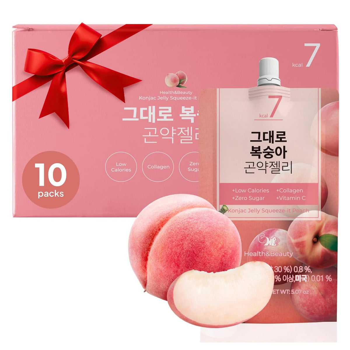 K FOOD KOREAN FOOD konjac jelly peach pack front shows low-calorie snack