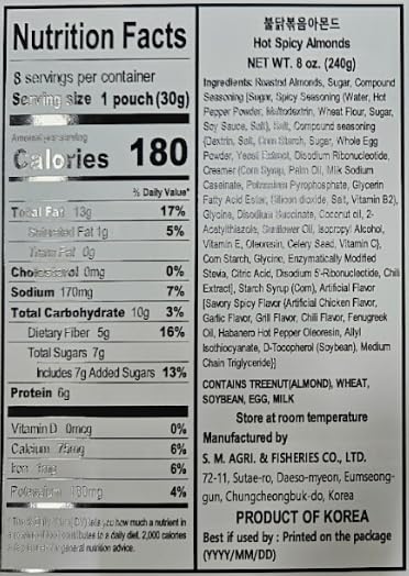 K FOOD KOREAN FOOD Nuts Holic hot and spicy almond 8-pack individual pack, ready to share.