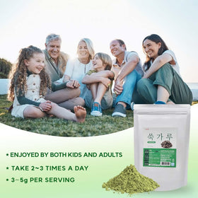 K-Herb mugwort tea brew prepared with warm water for aromatic sipping.