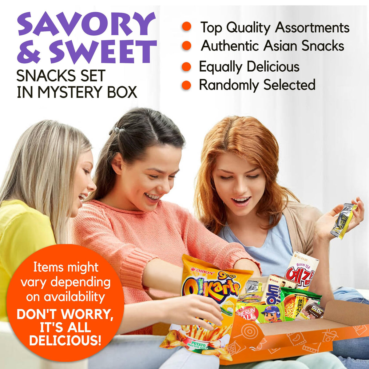 K-Munchies Asian Snack Box chips selection promotes satisfying crunch during study breaks.
