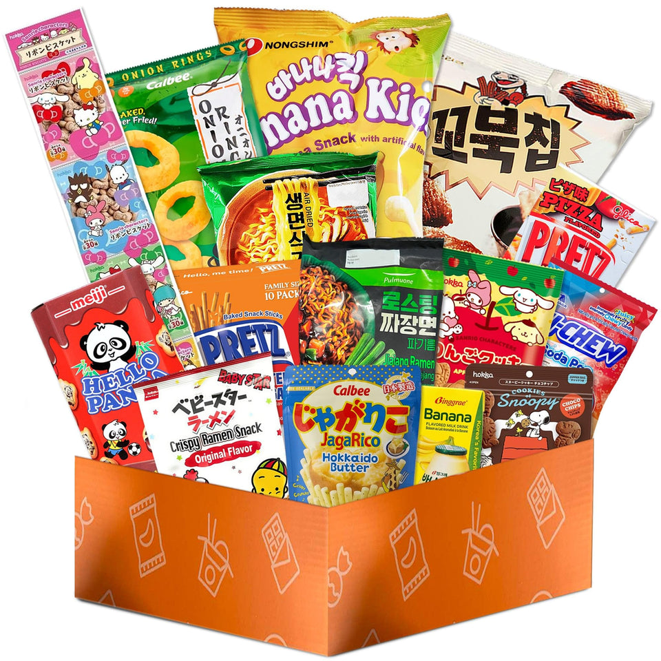 K-Munchies Asian Snack Box cover showcases a ready-to-share assortment for family snacking.