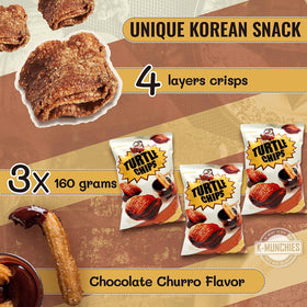 Orion Turtle Chips chocolate-churro center close-up showing layered texture
