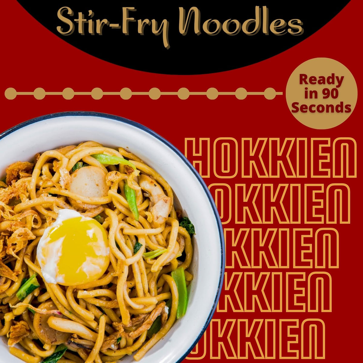 KA-ME Hokkien Stir-Fry Noodles microwaveable container enables fast reheats.