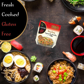 KA-ME noodles in bowl with chopsticks, ideal for fast flavorful dinners.