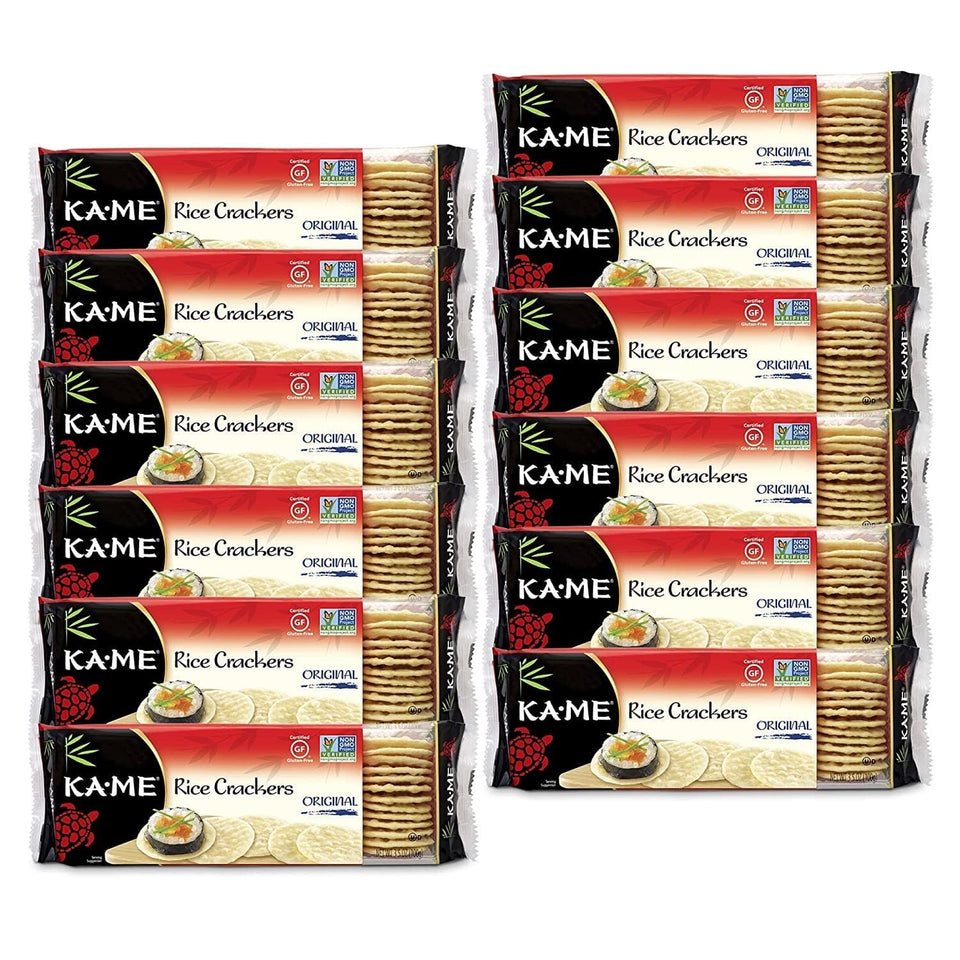 KA-ME Original Rice Crackers pack front view for gluten-free snacking.