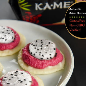 Close-up of KA-ME crackers highlighting crisp texture for snacking.