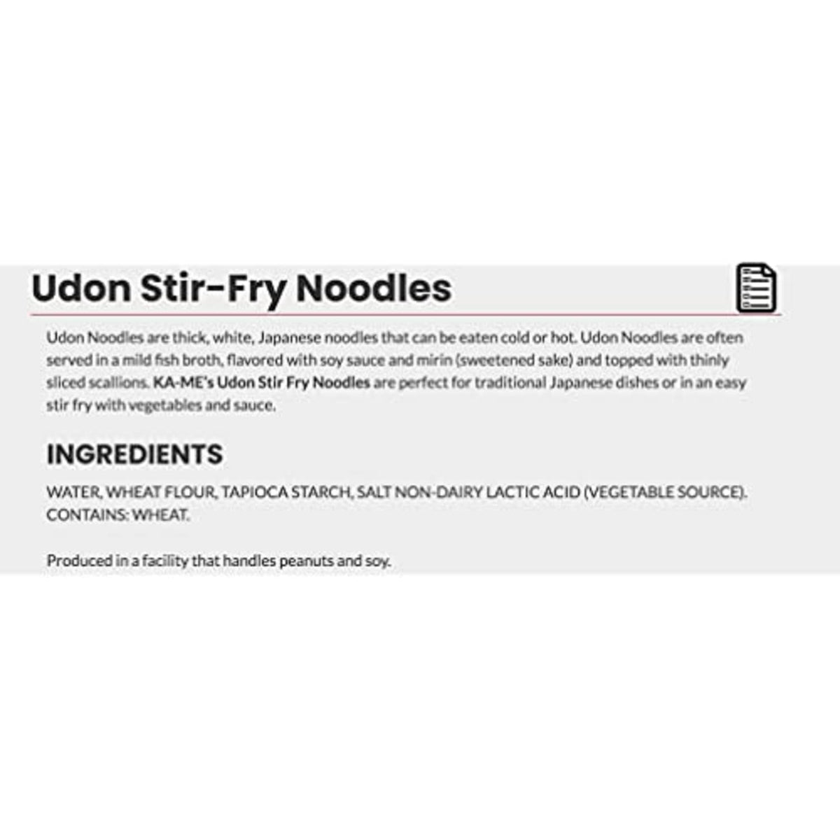 KA-ME Udon Noodles nutrition info: easy to plan balanced meals.